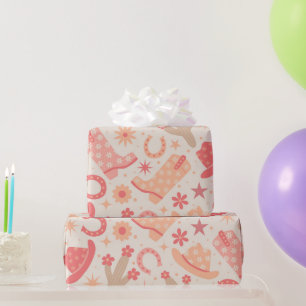 Papel De Regalo Botas y sombreros de vaquera groovy de tono meloco