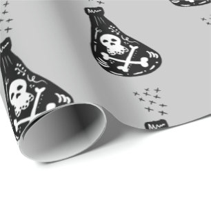 Papel De Regalo Botella de esqueleto venenoso espeluznante lindo d