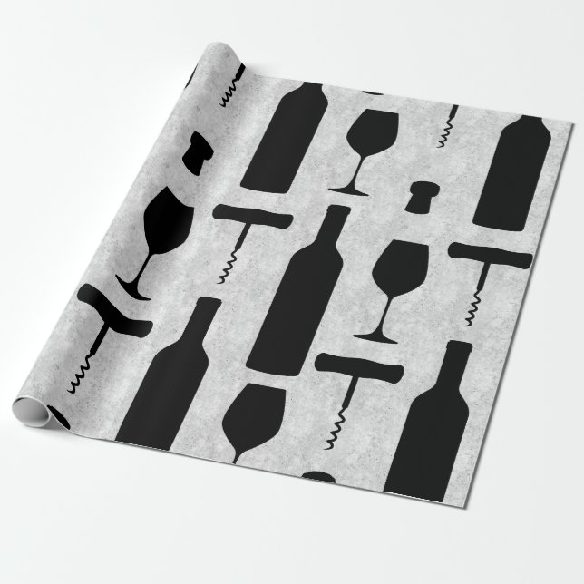 Papel De Regalo Botella de vino y vidrio (Desenrollado)