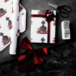 Papel De Regalo Botella gótica perfume victoriana de moda con Rosa