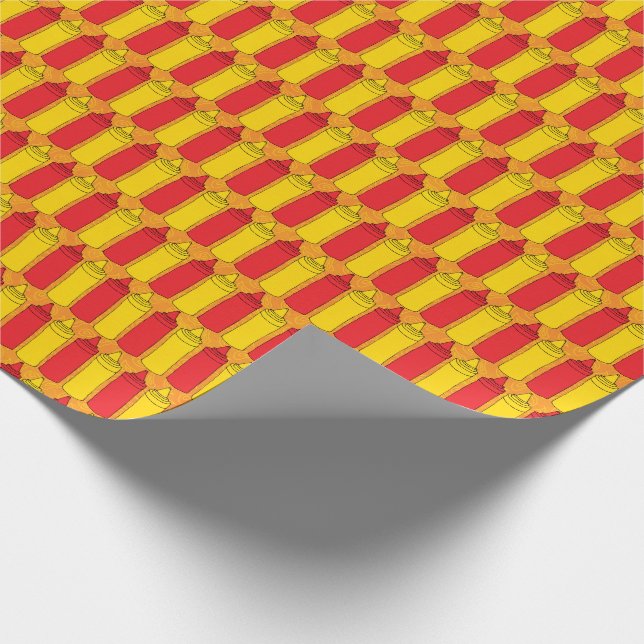 Papel De Regalo Botellas clásicas del condimento de la mostaza y (Esquina)