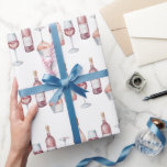 Papel De Regalo Botellas de vino de color agua elegantes rosado Ro<br><div class="desc">Este precioso papel minimalista de envoltura presenta un patrón de botellas de vino color agua rosada y vasos de vino. Es el regalo perfecto para los amantes del vino,  los Navidades y las duchas de novias.</div>