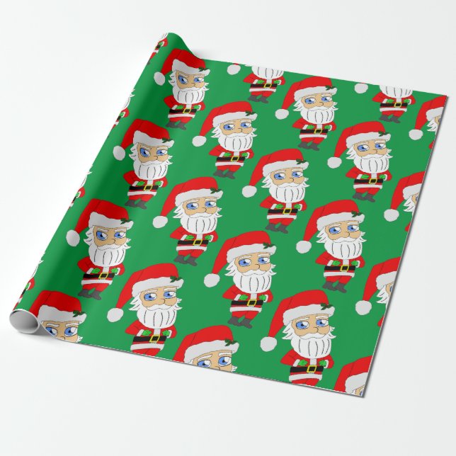 Papel De Regalo botón chibi santa claus (Desenrollado)