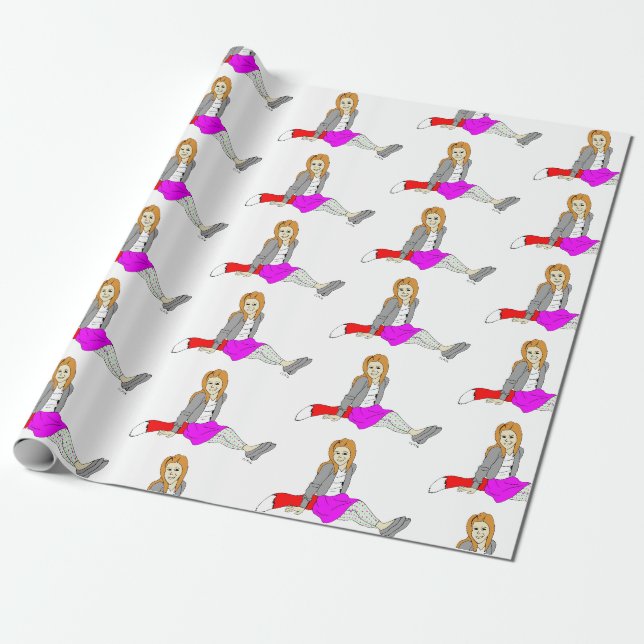 Papel De Regalo botón de chica foxy (Desenrollado)