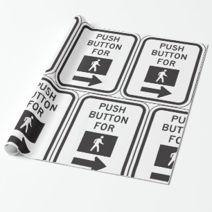 Papel De Regalo Botón De Pulso Para Cruzar El Rótulo