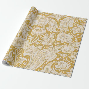 Papel De Regalo Botón de soltero floral dorado de William Morris
