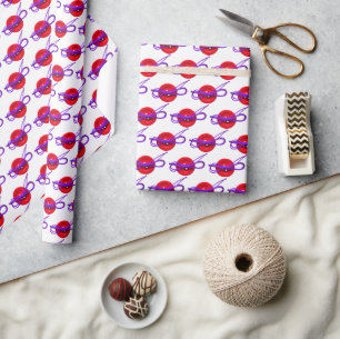 Papel De Regalo botón rojo con arco violeta
