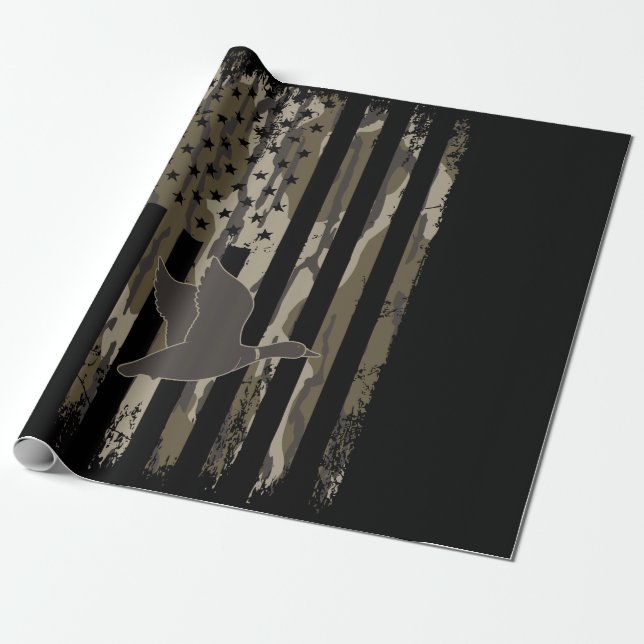 Papel De Regalo Bottomland Camo Duck Caza Bandera Americana Estado (Desenrollado)