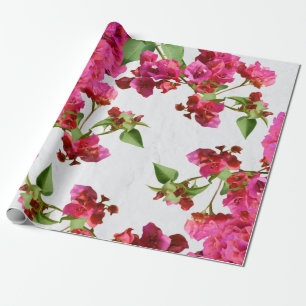 Papel De Regalo Bougainvillea Floral Mediterráneo Isla Griega