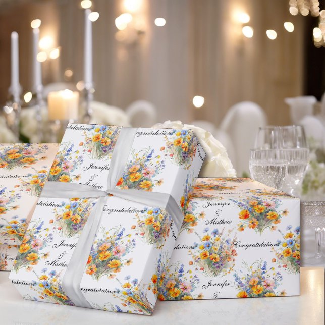 Papel De Regalo Bouquet de flores de bodas personaliza los nombres (Subido por el creador)