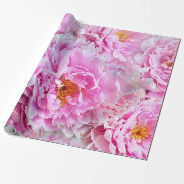 Papel De Regalo Bouquet de flores de verano rosado Peony (Desenrollado)