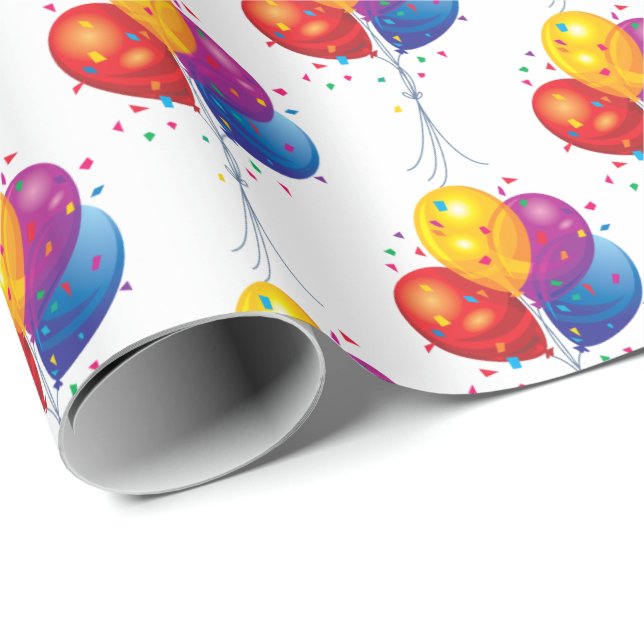 Papel De Regalo bouquet de globo de cumpleaños en blanco (Esquina del rollo)