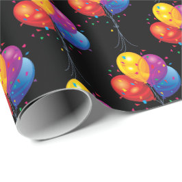 Papel De Regalo bouquet de globo de cumpleaños en negro