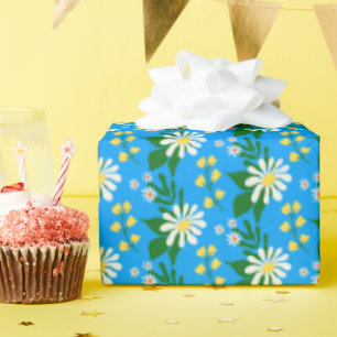 Papel De Regalo Bouquet de las flores de verano sobre el azul