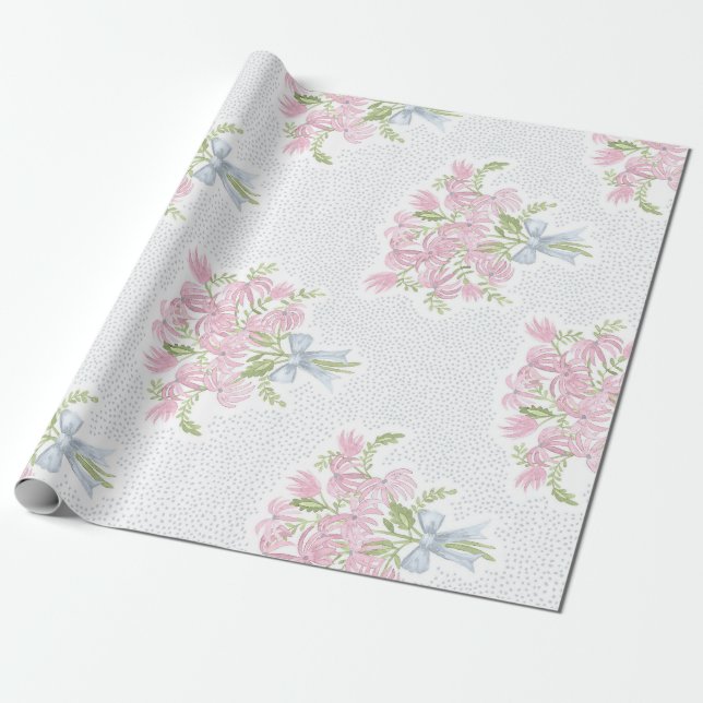Papel De Regalo Bouquet rosa bonito (Desenrollado)
