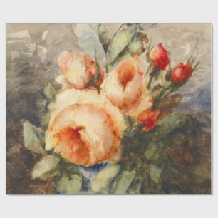 Papel De Regalo Bouquet vintage de rosas en un jarrón