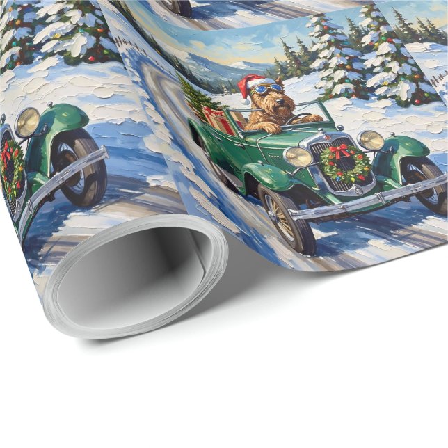 Papel De Regalo Bouvier des Flandres Christmas Car Ride Holiday (Esquina del rollo)