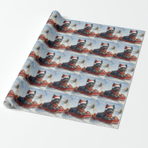 Papel De Regalo Bouviers Des Flandres Perro en Trineo Navidad