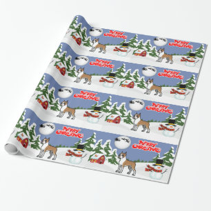 Papel De Regalo Boxeador de las Felices Navidad con un muñeco de