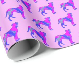 Papel De Regalo Boxer Breed Dog Silhouette P&B Regalo rosa