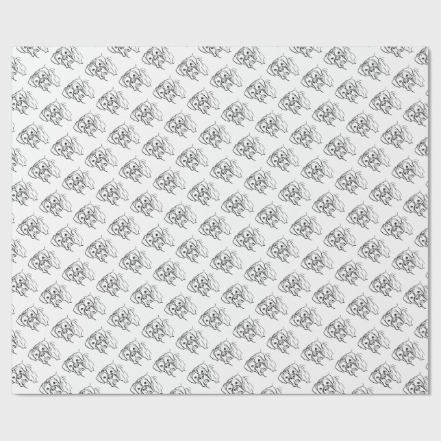 Papel De Regalo Boxer caprichoso: Arte de líneas de texto editable (Superficie plana)
