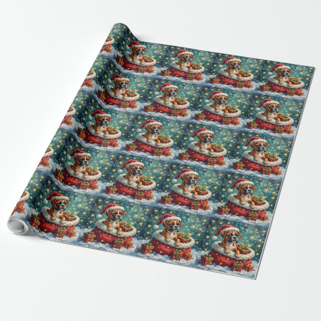 Papel De Regalo Boxer Christmas Santa Bag Adventure (Desenrollado)