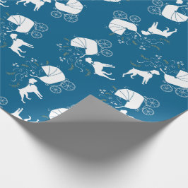 Papel De Regalo Boxer Dog Baby Shower Puppy Blue Boy