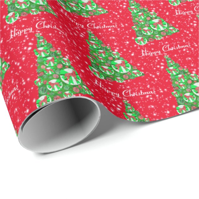 Papel De Regalo Boxer Dog Christmas Tree Holiday Red (Esquina del rollo)