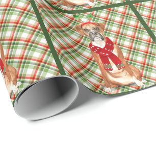 Papel De Regalo Boxer Dog Navidades de vacaciones divertidas