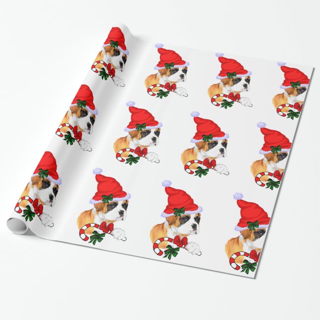 Papel De Regalo Boxer En Navidades De Santa Hat (Desenrollado)