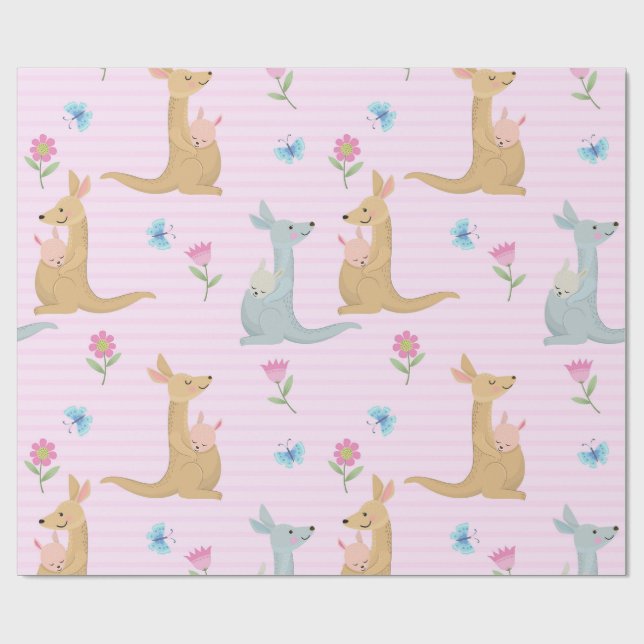 Papel De Regalo Boy and Girl Kangaroo Baby (Superficie plana)