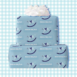 Papel De Regalo Boy Baby Shower Cute Rockefeller Nombre Azul