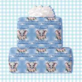 Papel De Regalo Boy Baby Shower o Newborn Elephant Add Name