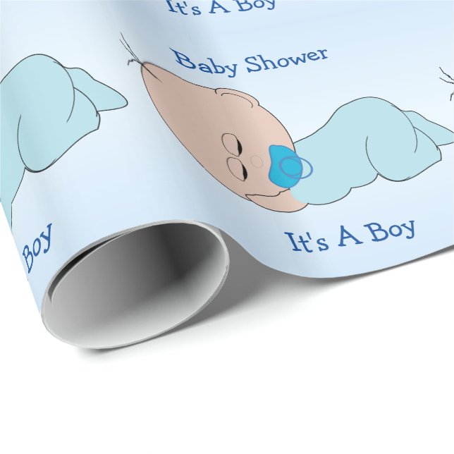 Papel De Regalo Boy Baby Shower Personalizado (Esquina del rollo)