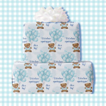 Boy Baby Shower Teddy Bear Blue Balloons Añadir no