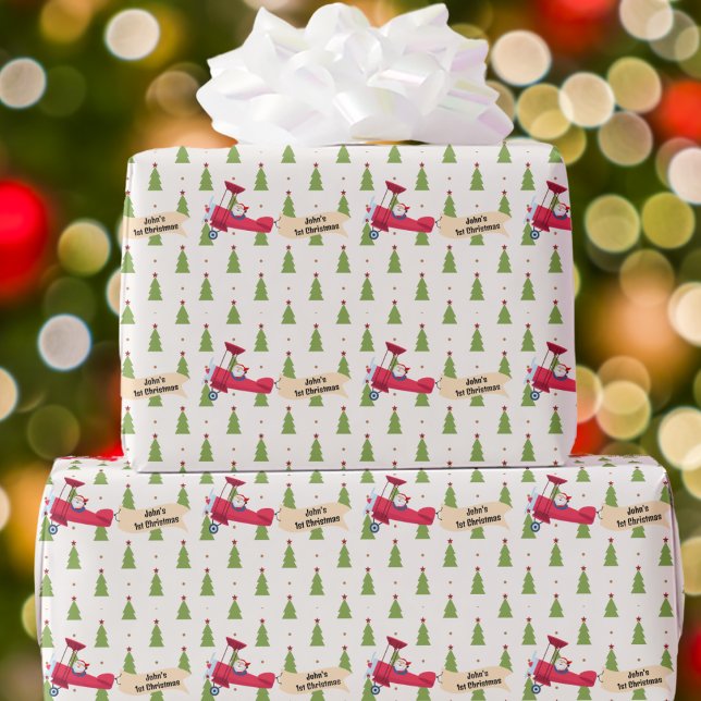 Papel De Regalo Boy First Christmas Santa y Airplane Cuestionan Pe (Subido por el creador)