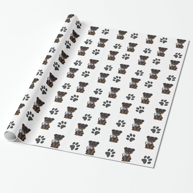 Papel De Regalo Boy Yorkshire Terrier (Desenrollado)
