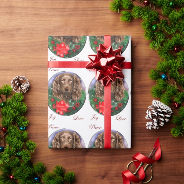 Papel De Regalo Boykin Spaniel Feliz Navidad (Regalo de vacaciones)