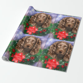 Papel De Regalo Boykin Spaniel Navidades Wreath