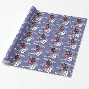 Papel De Regalo Boys blue agrega tu nombre 9º cumpleaños rockstar 
