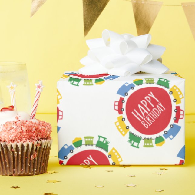 Papel De Regalo Boys Juguetes Transporte Autobús Truck Tren Cumple (Fiesta de cumpleaños )