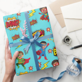 Papel De Regalo Boys Superhero Birthday Party Gift Wrapping Paper