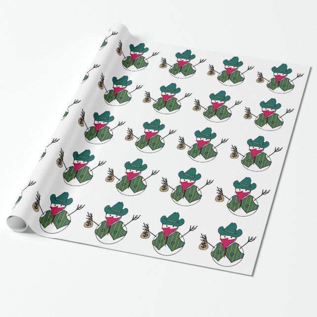Papel De Regalo Boyuelo Snowman Bandito con Bolsa de Dinero (Desenrollado)