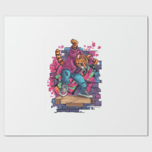 Papel De Regalo Breakdance Meow � Baile de gato de graffiti urbano