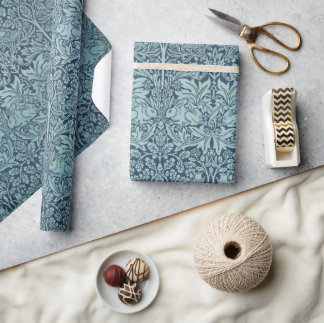 Papel De Regalo Brer Rabbit por William Morris Blue Textile Patter