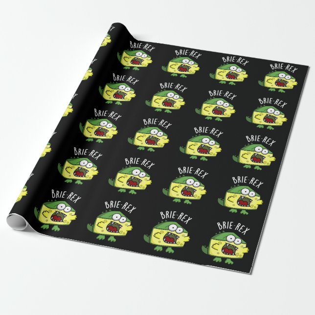 Papel De Regalo Brie-rex Funny Cheese TRex Pun Dark BG (Desenrollado)