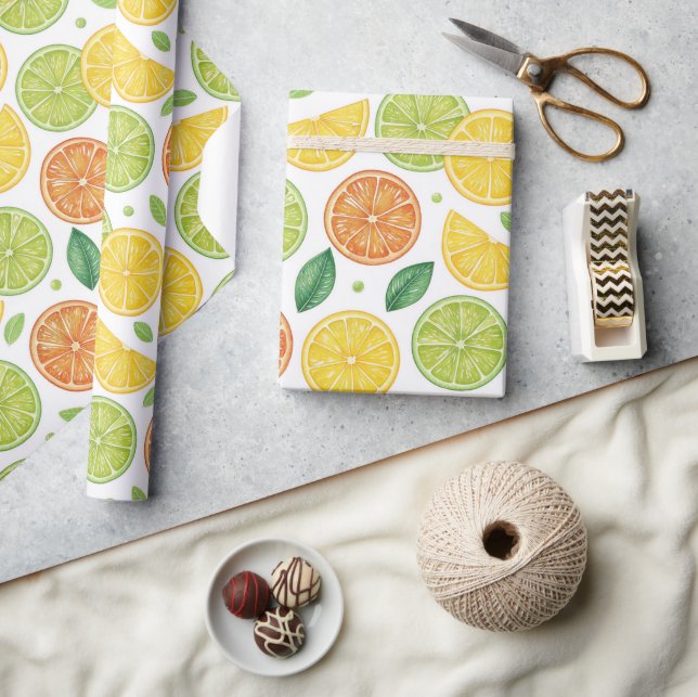 Papel De Regalo Bright Citrus Slice Pattern Gift Wrap (Artesanía)