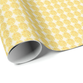 Papel De Regalo Bright Lemon Slice Repeat on White Background