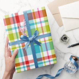 Papel De Regalo Bright Rainbow Plaid Checkered Pattern