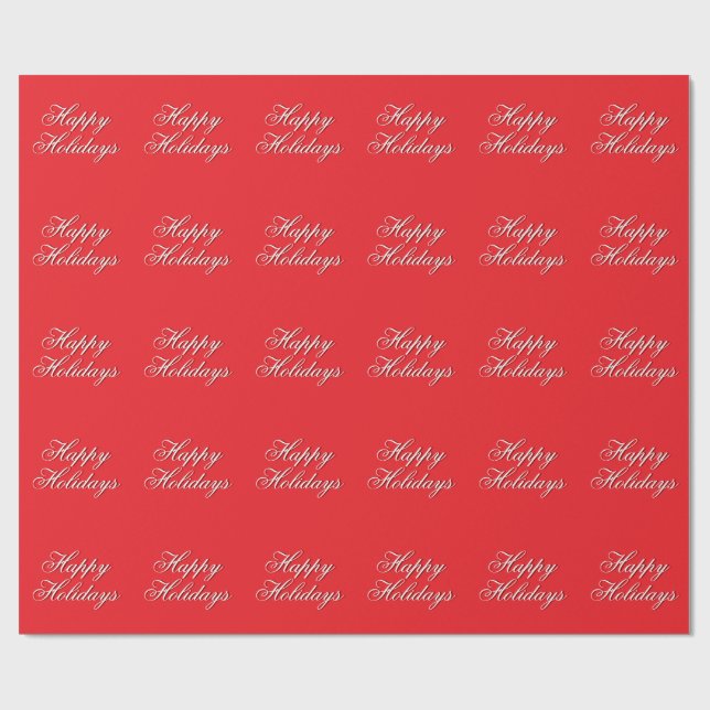 Papel De Regalo Bright Red Plain Elegant Happy Holidays Message (Superficie plana)